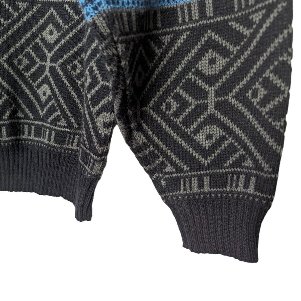 J. TODD blue black Aztec design Acrylic Geometric print Vintage Sweater‎ M - Picture 4 of 8
